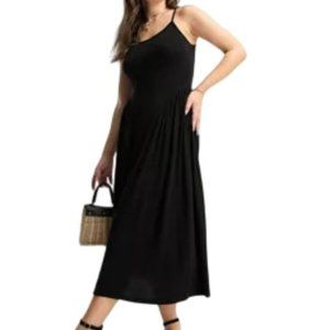 ASOS Design Midi Dress Stappy Tie Back Cotton Black Sundress Womens size 10